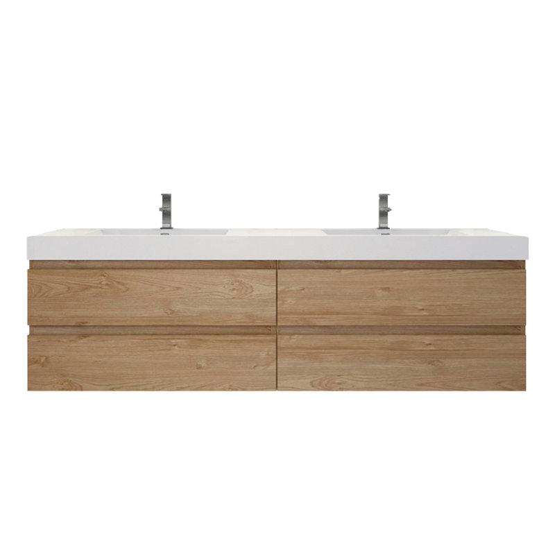 Latitude Run® Carnley 84" WallMounted Double Bathroom Vanity Set